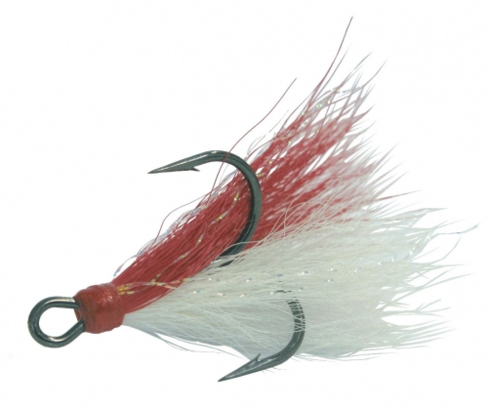 ANCORETTE BUCKTAIL DRESSED TREBLE - Bianco-Rosso Mis. 1